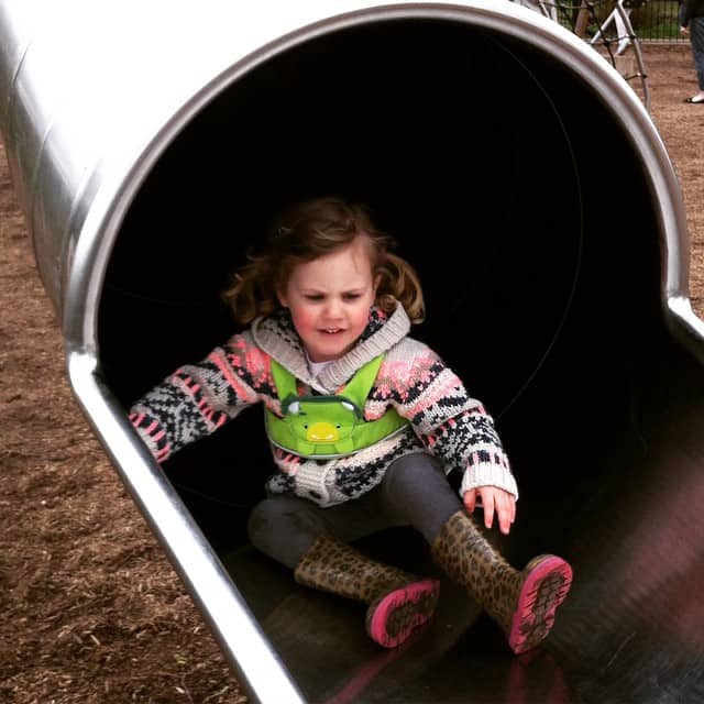 Playing on the slide