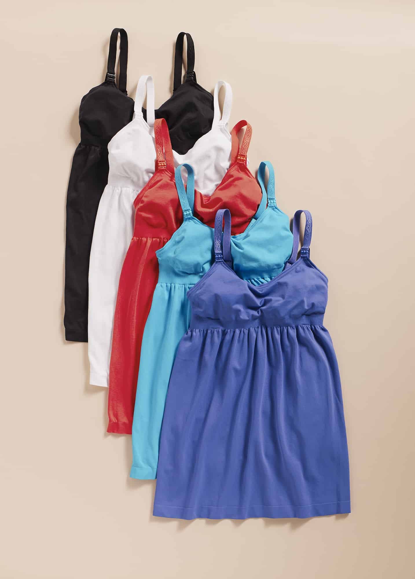 Selection of nursing and pregnancy tank tops