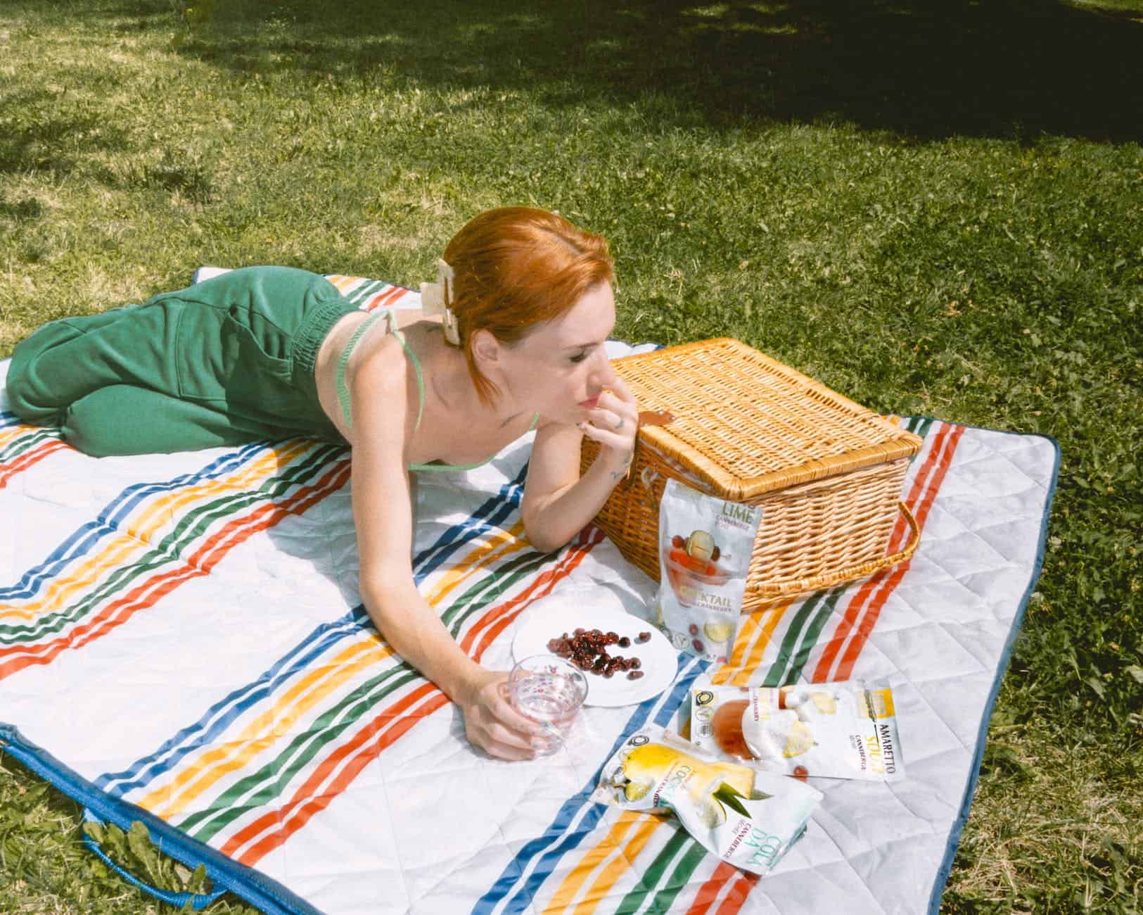 pexels-photo-13080996 woman in green clothes lying down on picnic blanket