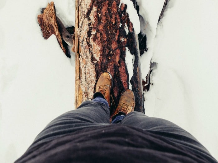 walking on a log