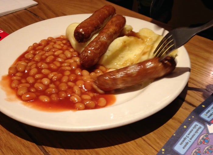 sausage mash and beans