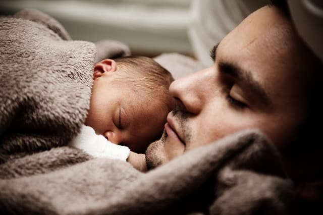 Newborn baby with dad