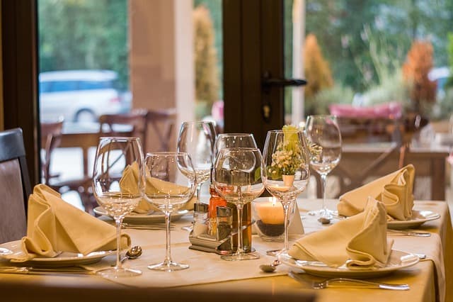 table set at restaurant 