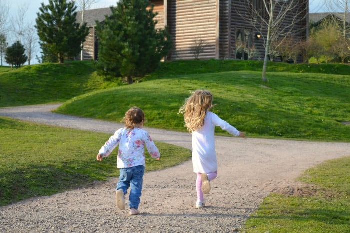 sisters running together