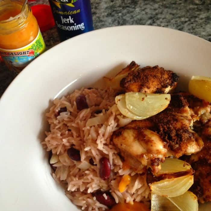Jerk Chicken with Rice and Peas