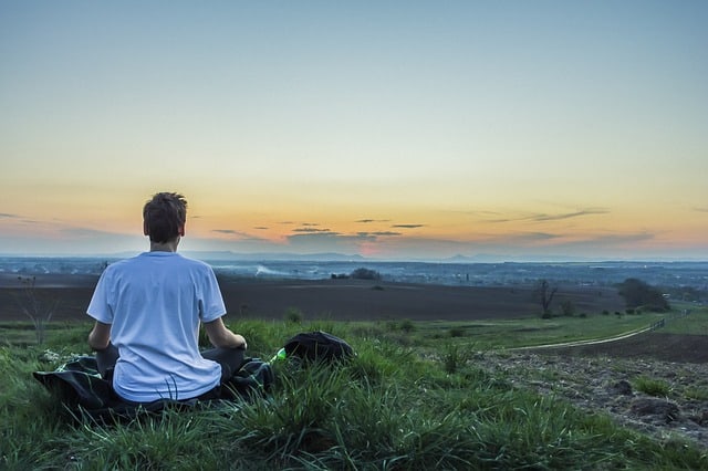 meditating in open space 