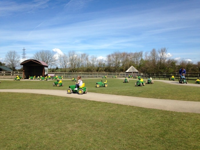 riding tractors at Folly Farm Park