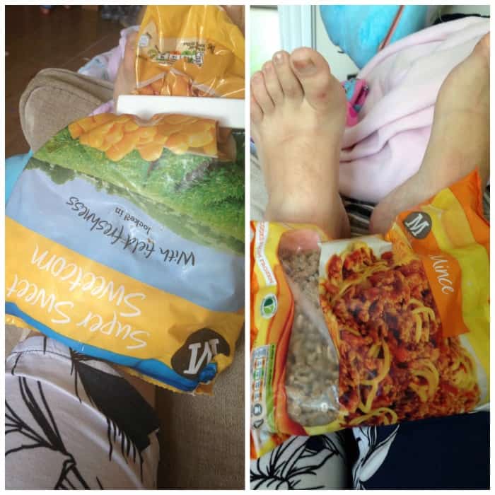 using frozen food as ice packs