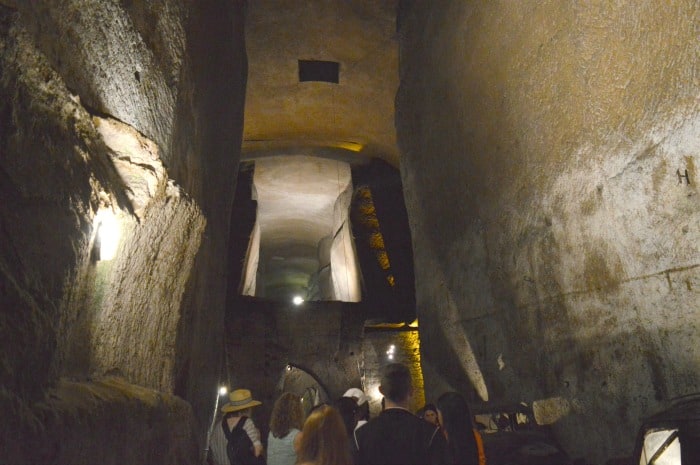 Inside secret tunnels Naples while on cruise ship excursion 