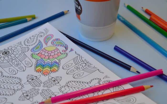 adult colouring on train