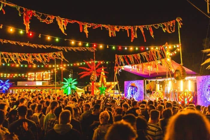 Camp Festival music stage at night