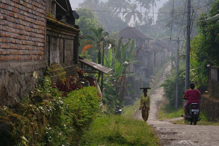 village in Bali during rain season 