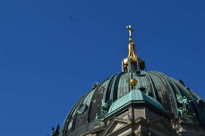 Berlin Dom - Green copper roof and blue sky 