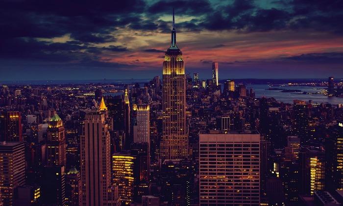 view over New York at dusk including Empire State Building