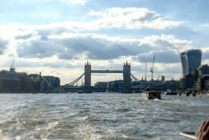 Tower Bridge taken from Thames Clipper on River Thames 