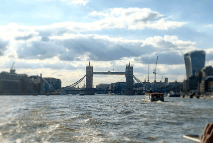 Tower Bridge taken from Thames Clipper on River Thames