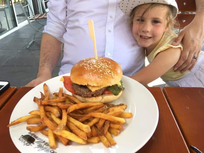 burger and chips meal at yelloh village restaurant