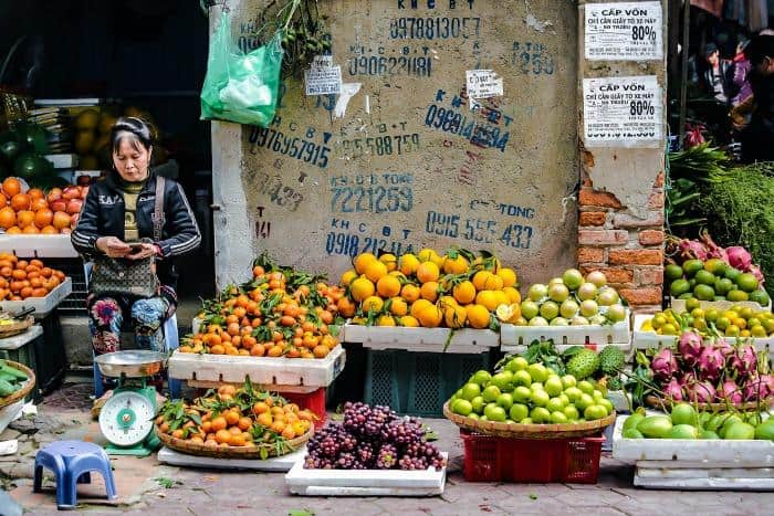 Vietnamese Market seller fruit 