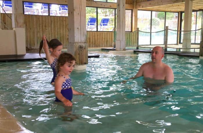 family in pool