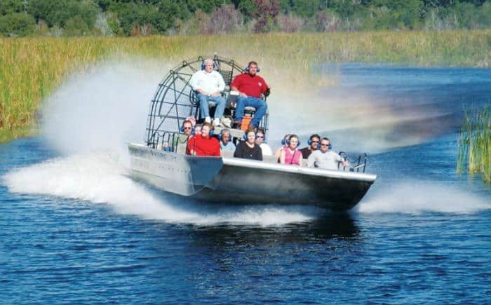 group taking an airboat ride florida 