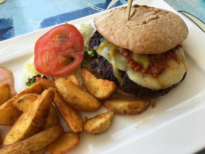 burger and wedges at Atalis Bar & Restaurant, Son Bou