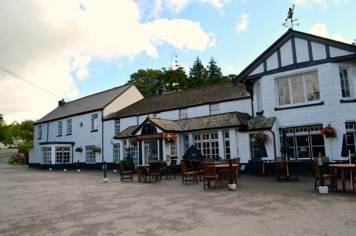 Outside the Two Bridges Hotel, Dartmoor, Devon, England 