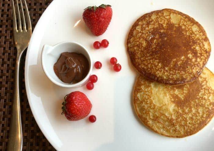 fresh pancakes with chocolate sauce