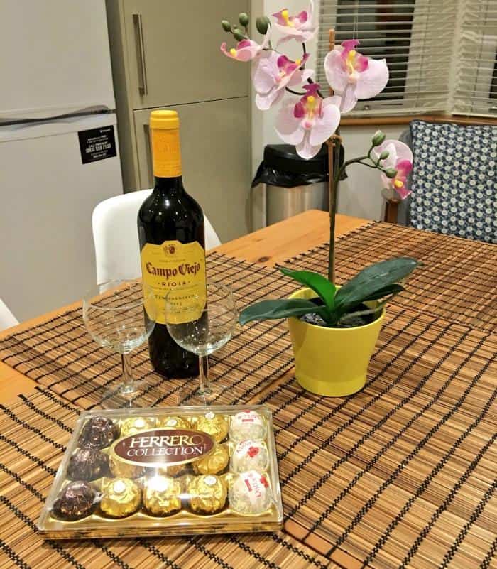 wine flowers and chocolates
