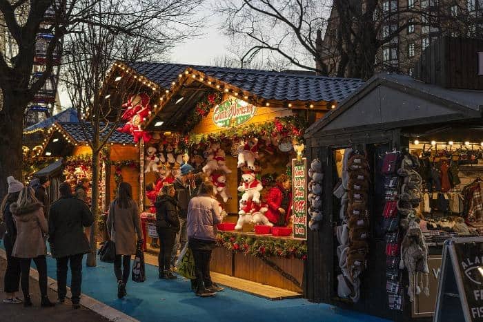 Christmas market stalls