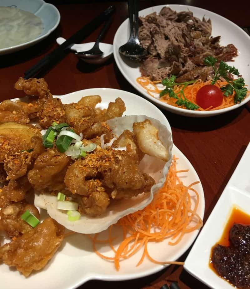 fried squid and crispy duck