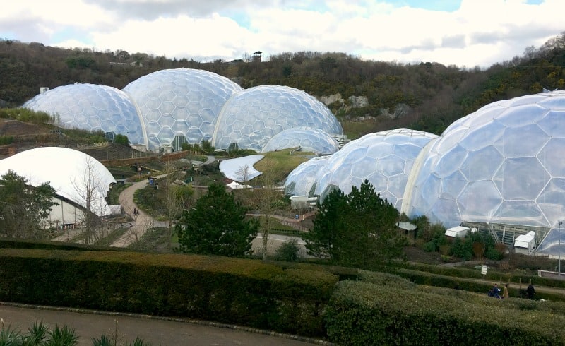 view of the Eden Project Cornwall featuring the biomes domes 