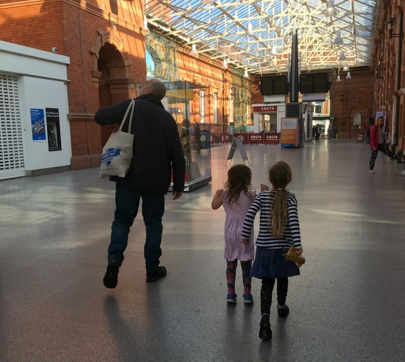 Family at Nottingham train station