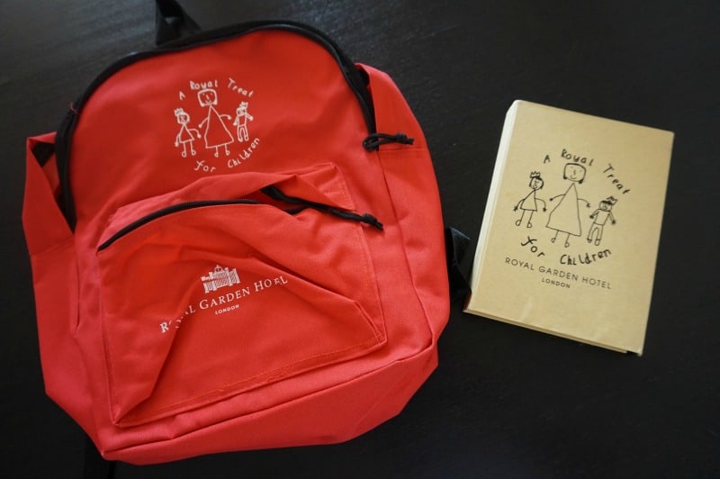 royal garden hotel gift for kids backpack