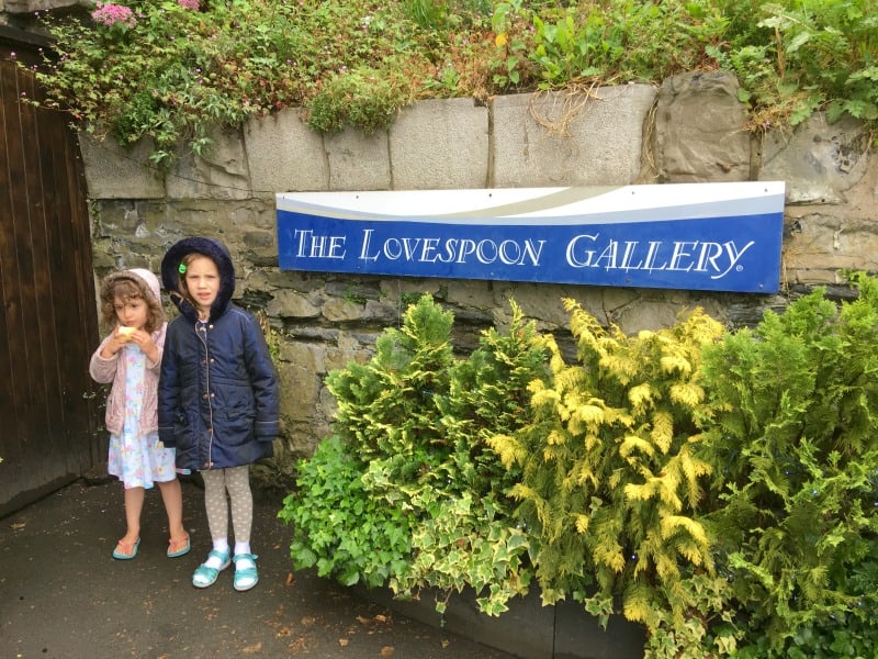 kids standing outside The Lovespoon gallery mumbles wales