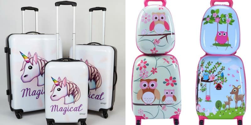 girls suitcases - unicorn luggage set and character luggage set