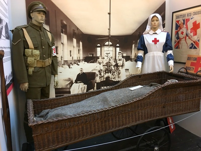 soldier and nurse in war display at swansea museum