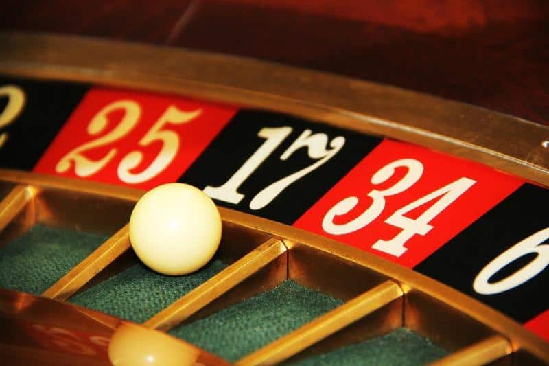 section of roulette table in casino 
