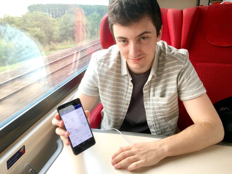 student travel on train trainline app