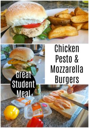 chicken pesto & mozzarella burgers recipe