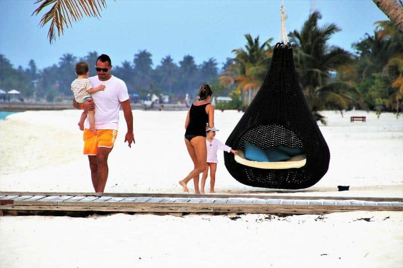 family on beach maldives winter sun holidays