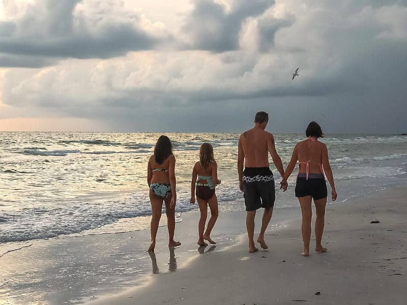 family on beach holiday