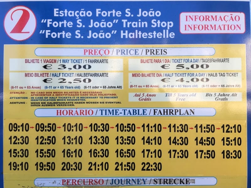 Albufeira tourist train timetable