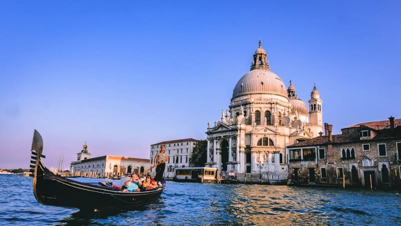 gondola on canal boat in venice italy