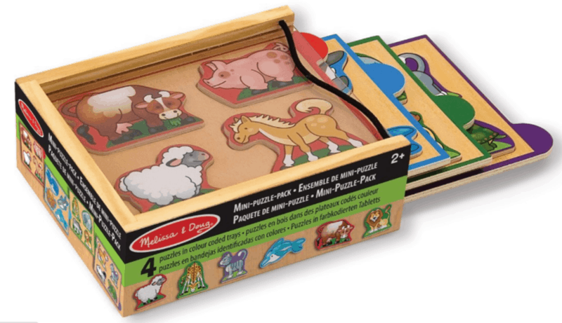 Melissa & Doug Animals Wooden Mini-Puzzle Set With Storage and Travel Case