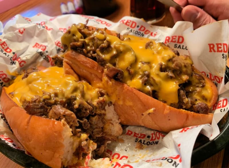 cheesesteak sandwich served in basket