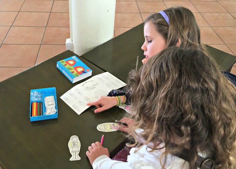 children playing with colouring box set