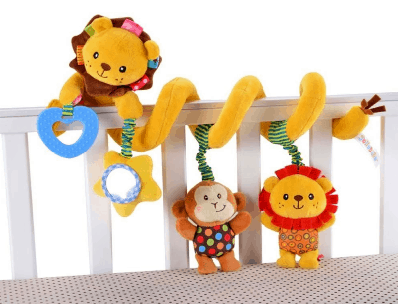 spiral travel activity toy attached to cot