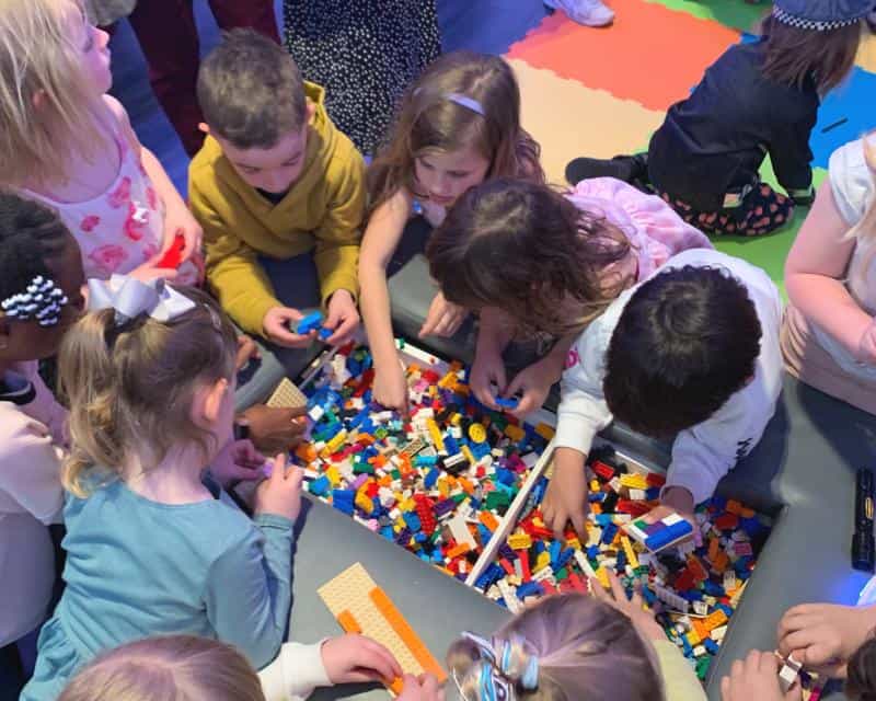 children choosing classic lego