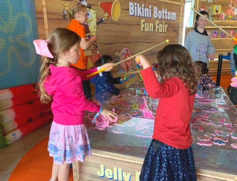 children playing fishing game at nickelodeon treasure hunt event in Malta