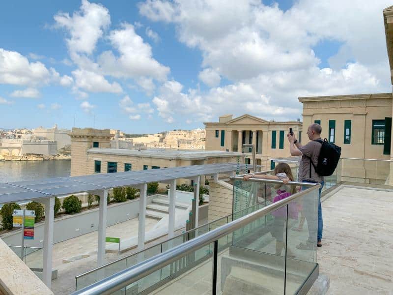 dad and child looking at view from esplora malta